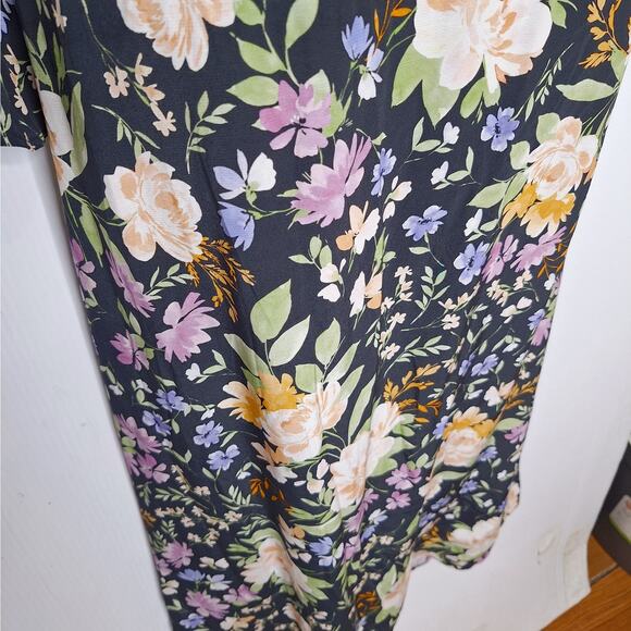 Yumi Kim Milano Maxi Dress Dark Black Floral Long Medium Open Back Boho Romantic - Picture 12 of 14